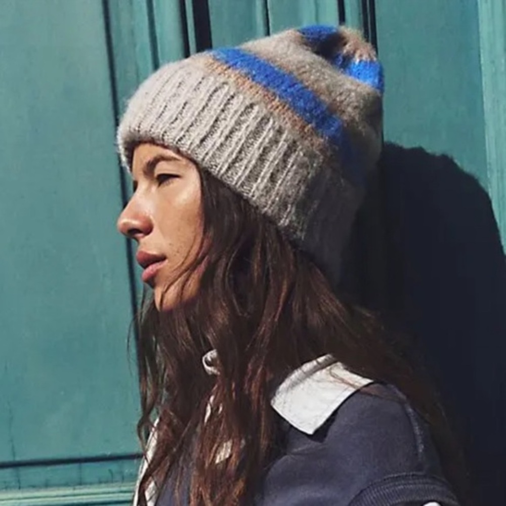 Free People in This Groove Striped Beanie in Prep Stripe nwt $38